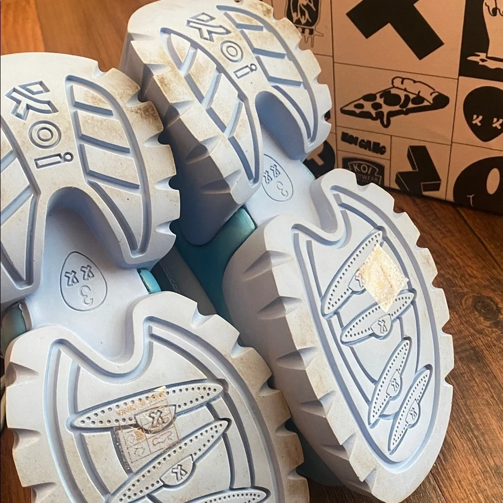 Koi Blue Lace Up Boots with Chunky Platform Sole